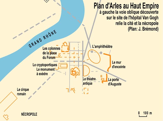 fig.1 - Plan d'Arles au Haut Empire - Arles antique.